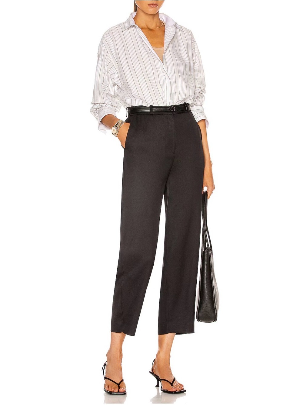 TOTEME Twisted Seam Drapey Black High-Rise Tailored Trousers Size 38
